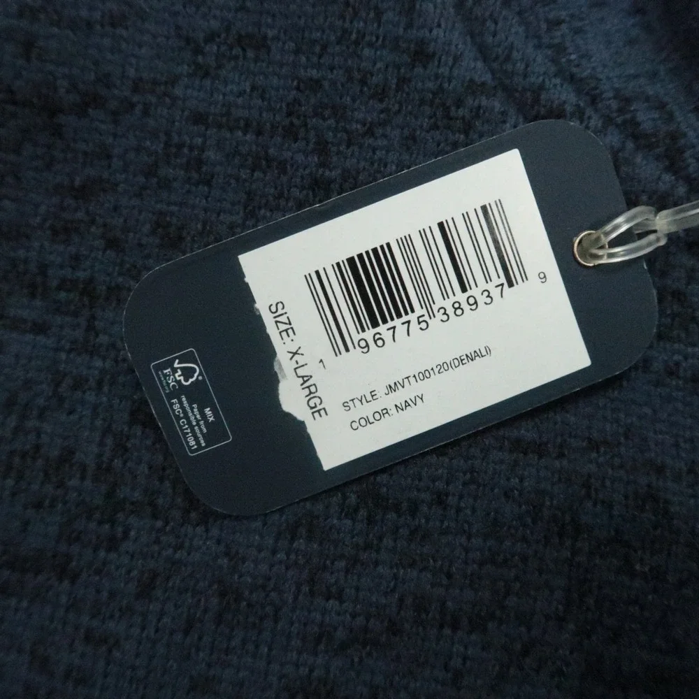 Johnnie O Vest Men Extra Large Navy Blue Denali Full Zip‎ Pockets Fleece NWT